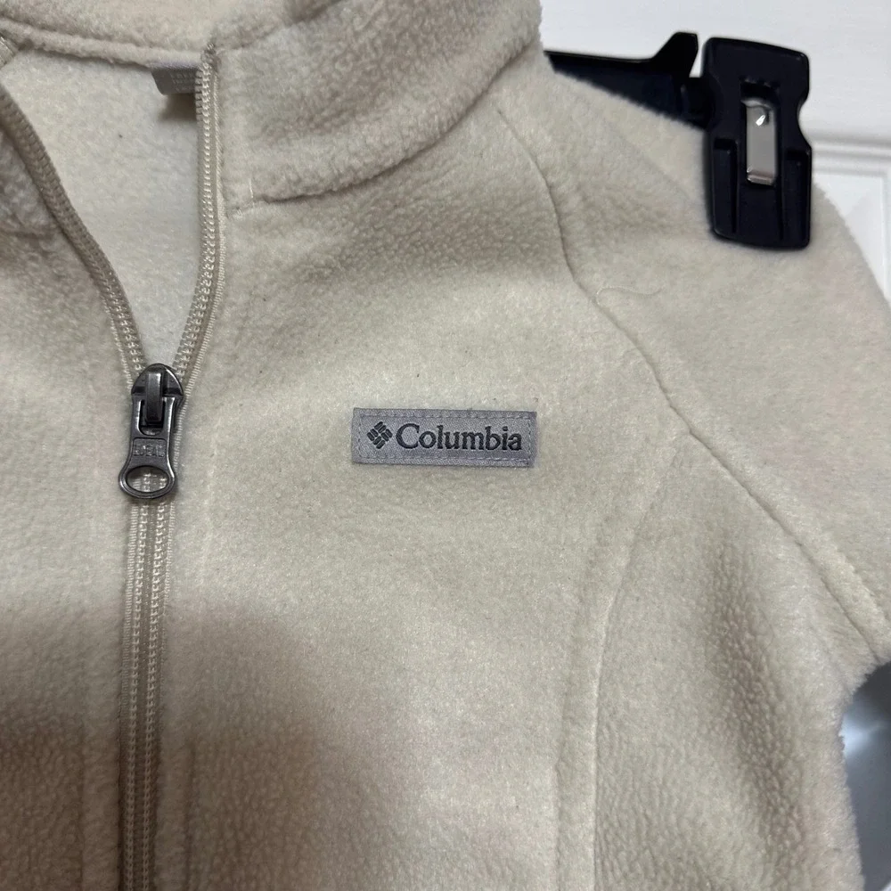 Columbia Kids Fleece Jacket Full Zip Cream Beige Mock Neck Toddler 2T